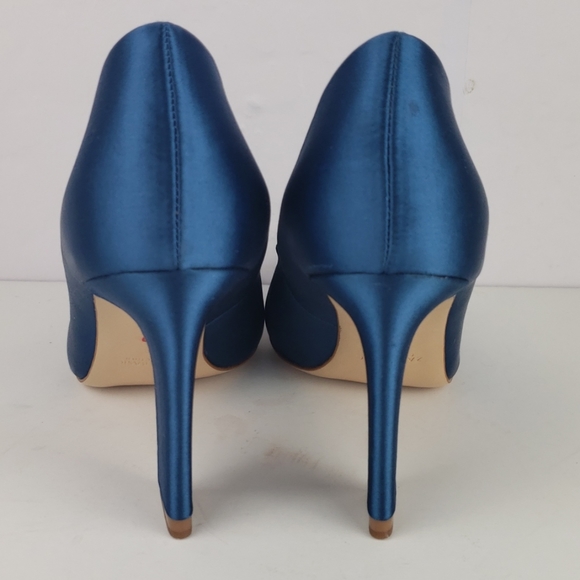 ZARA Blue Satin High Chunky Heel Pumps Size 39 - Picture 4 of 5